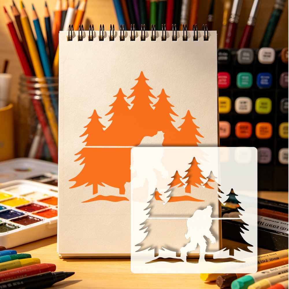 Natural Woodland Monkey & Forest Stamping Mold Template for Crafters
